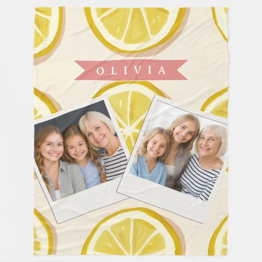 Personalized Fresh Lemon Slice Pattern Bright フリースブランケット (正面)