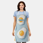 Personalized Fried Egg Pattern Fun Blue Funny  エプロン (着用した状態)