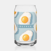 Personalized Fried Egg Pattern Fun Blue Funny  ガラス缶 (裏面)