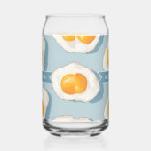 Personalized Fried Egg Pattern Fun Blue Funny  ガラス缶 (左)