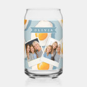 Personalized Fried Egg Pattern Fun Blue Funny ガラス缶 (正面)