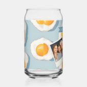 Personalized Fried Egg Pattern Fun Blue Funny ガラス缶 (右)