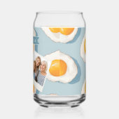 Personalized Fried Egg Pattern Fun Blue Funny ガラス缶 (左)