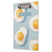 Personalized Fried Egg Pattern Fun Blue Funny クリップボード (左)