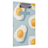 Personalized Fried Egg Pattern Fun Blue Funny クリップボード (右)