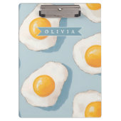 Personalized Fried Egg Pattern Fun Blue Funny クリップボード (正面)