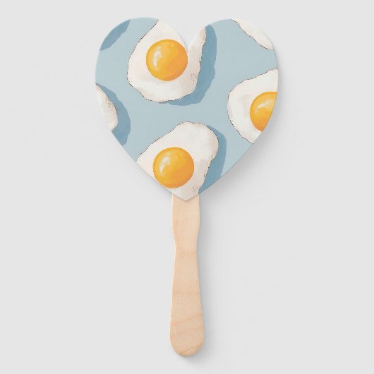 Personalized Fried Egg Pattern Fun Blue Funny ハンドファン (裏面)