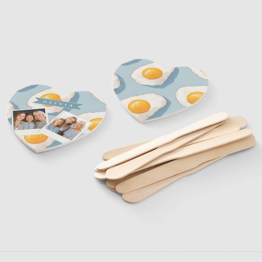 Personalized Fried Egg Pattern Fun Blue Funny ハンドファン (組立なし)