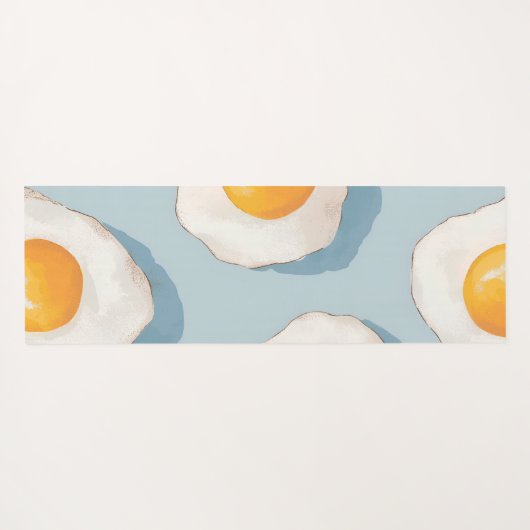 Personalized Fried Egg Pattern Fun Blue Funny ヨガマット (裏面(横))