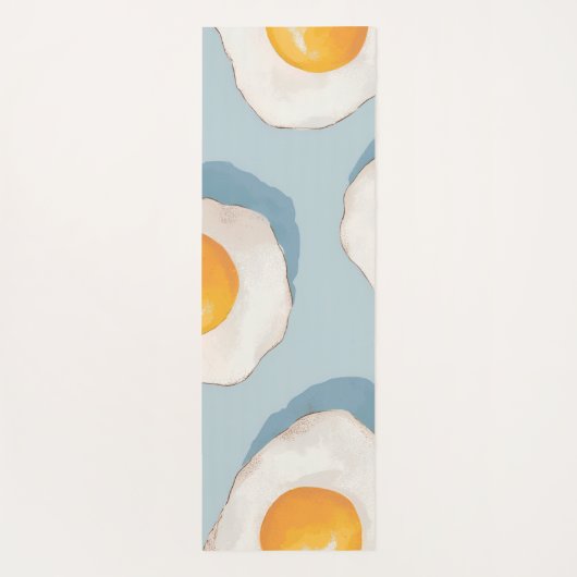 Personalized Fried Egg Pattern Fun Blue Funny ヨガマット (裏面)