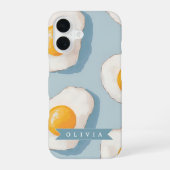 Personalized Fried Egg Pattern Fun Blue Funny  iPhone 16ケース (裏面)