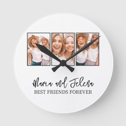 Personalized Friendship BFF Photo Template ラウンド壁時計 (正面)