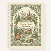 Personalized Frog Herb Cottage Garden Notebook  ノートブック (正面)
