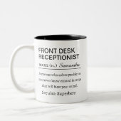 Personalized Front Desk Receptionist Definition ツートーンマグカップ (左)