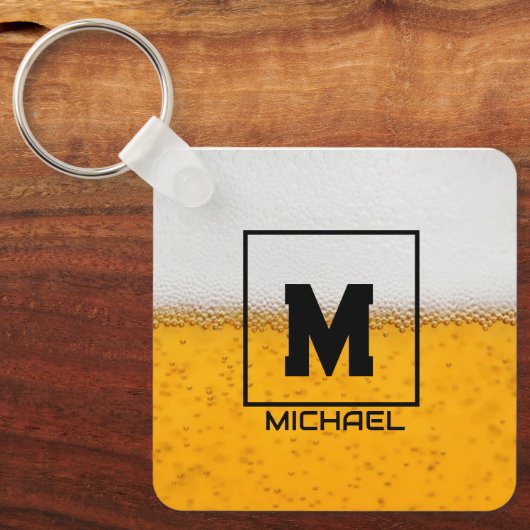 Personalized Frosted Beer Mug with Custom Name キーホルダー (正面)
