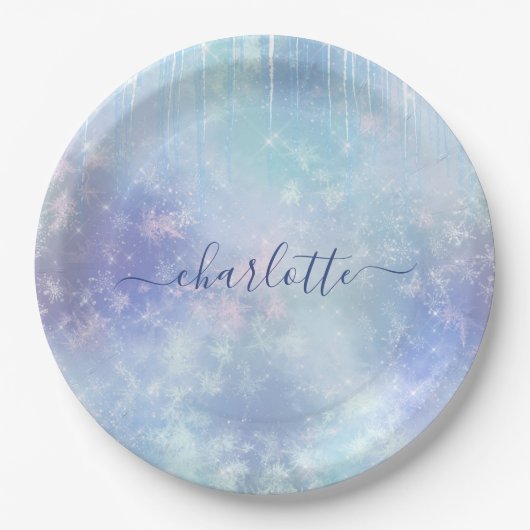 Personalized Frozen Icicles Short ペーパープレート (正面)