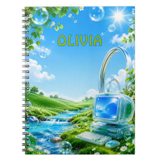 Personalized Frutiger Aero Kids Name Notebook ノートブック