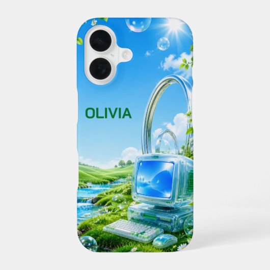 Personalized Frutiger Aero Name iPhone 16 Case 16ケース (裏面)
