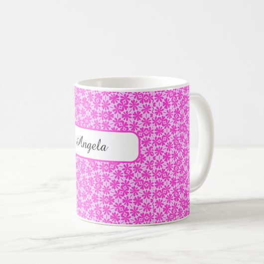 Personalized Fuchsia Flowers コーヒーマグカップ (正面右)