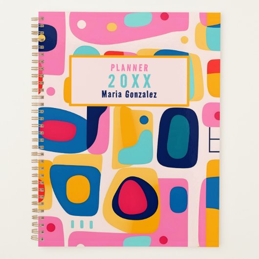 Personalized Fun Colorful Retro 2026 Planner プランナー手帳 (正面)