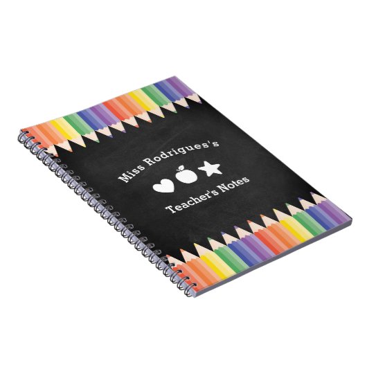 Personalized Fun Colorful Teacher Notes ノートブック (右側)