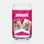 Personalized Fun Cute Modern Pink Stripe ガラス缶 (正面)