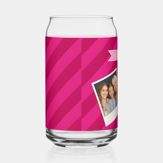 Personalized Fun Cute Modern Pink Stripe ガラス缶 (右)