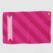 Personalized Fun Cute Modern Pink Stripe ゴルフタオル (横)