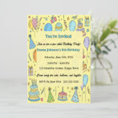Personalized Fun Doodle Art Kids Birthday Party 招待状 (スタンド正面)