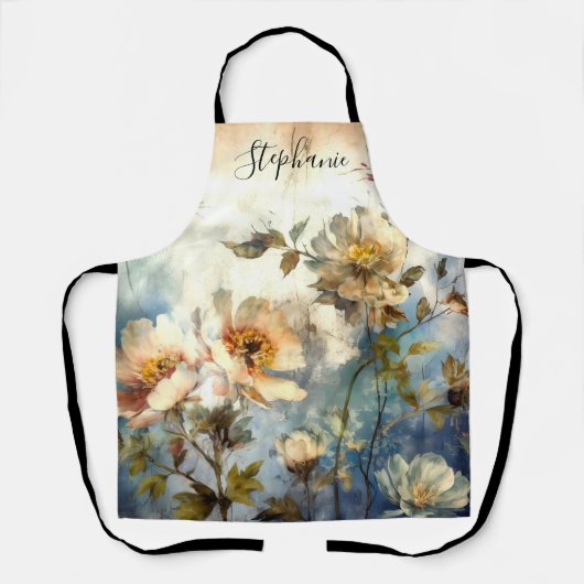 Personalized Fun Moody Floral Watercolor エプロン (正面)