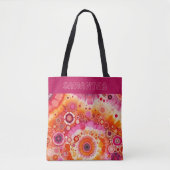 Personalized Fun Orange Hot Pink Batik Art Pattern トートバッグ (正面)