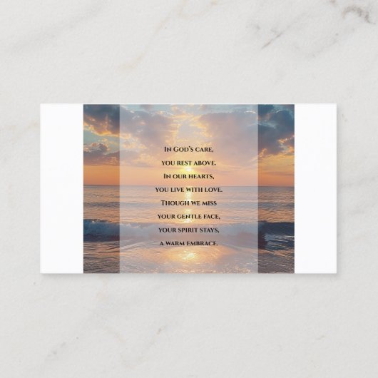Personalized Funeral Prayer Card – Sunset Design 名刺 (裏面)