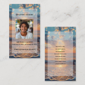 Personalized Funeral Prayer Card – Sunset Design 名刺