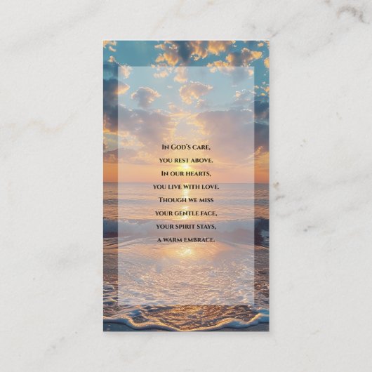 Personalized Funeral Prayer Card – Sunset Design 名刺 (裏面)