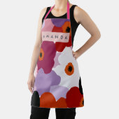 Personalized Funky Red and Pink Flower Design エプロン (インサイチュ)