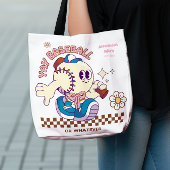 Personalized Funny Baseball Mum Retro Flower トートバッグ