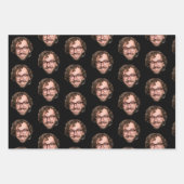 Personalized Funny Black Custom Face Photo ラッピングペーパーシート (正面3)