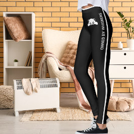 Personalized Funny Cats Pets Black White Stripes レギンス