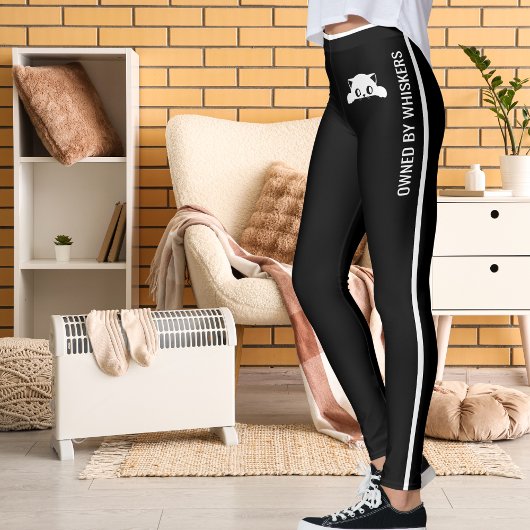 Personalized Funny Cats Pets Black White Stripes レギンス