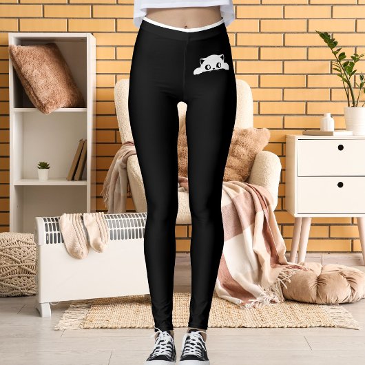 Personalized Funny Cats Pets Black White Stripes レギンス