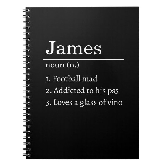Personalized Funny Dictionary Definition Black ノートブック (正面)