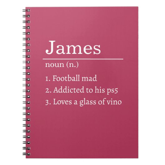 Personalized Funny Dictionary Definition Black  ノートブック (正面)