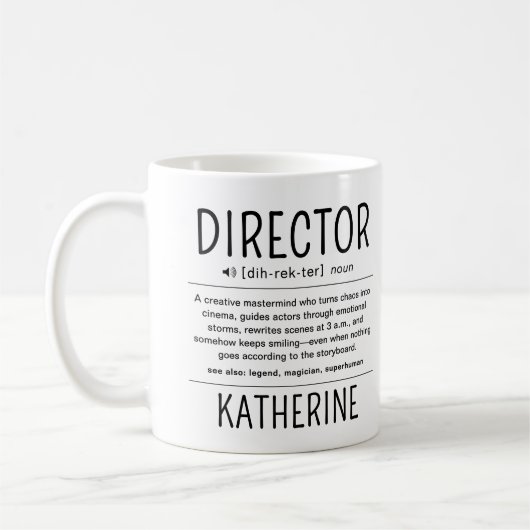Personalized Funny Director Appreciation Gift コーヒーマグカップ (左)