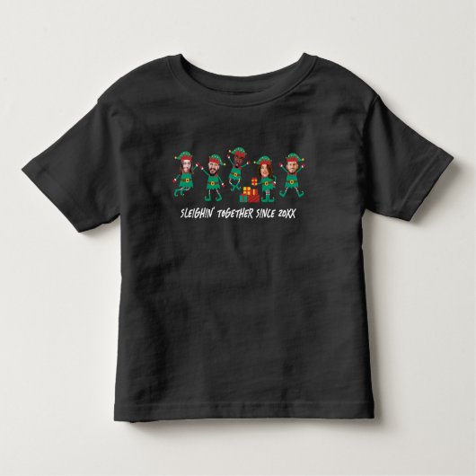 Personalized Funny Face Photo Christmas Elf トドラーTシャツ (正面)