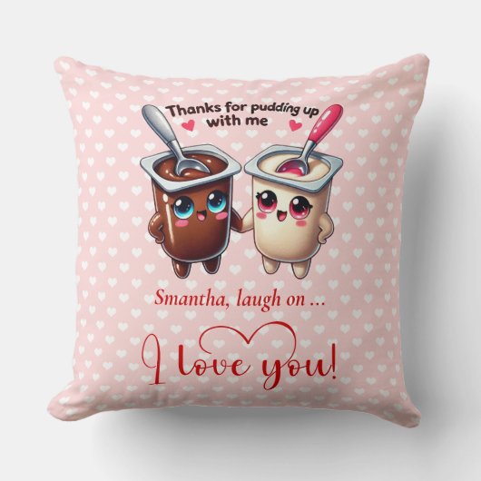 Personalized Funny Food Pun Valentine Throw Pillow クッション (正面)