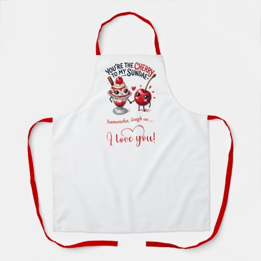 Personalized Funny Food Romantic Valentine Apron エプロン (正面)