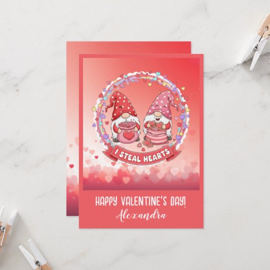 Personalized Funny Gnome Valentine  カード (正面/裏面インサイチュ)
