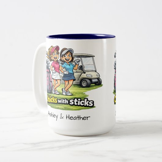 Personalized Funny Golf Buddies BFF Mug ツートーンマグカップ (正面左)