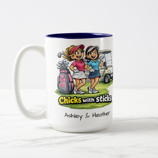 Personalized Funny Golf Buddies BFF Mug ツートーンマグカップ (左)
