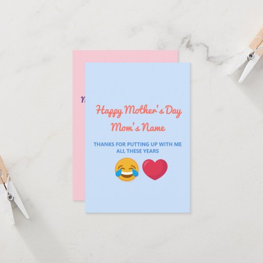 Personalized Funny Happy Mothers Day Greeting カード (正面/裏面インサイチュ)